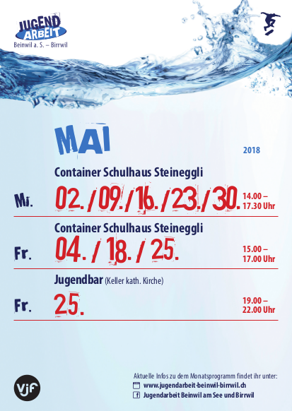 Monatsprogramm Mai 2018 Jugendarbeit Beinwil a.A. -Birrwil