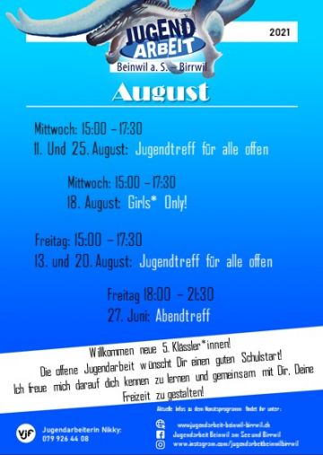 Monatsprogramm August 2021