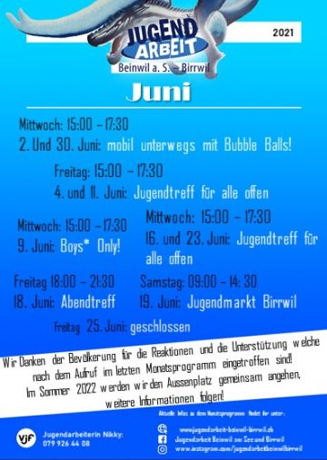Monatsprogramm Juni 2021
